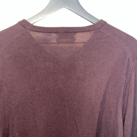 CALVIN KLEIN Tawny Port Extra Fine Merino Washable V Neck Sweater-L - Picture 7 of 11
